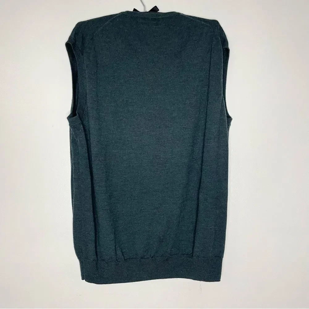 Peter Millar Crown Sweater Vest V Neck Merino Wool Golf Preppy Grandpa Green XL